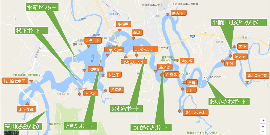 亀山ダム　ポイントマップ